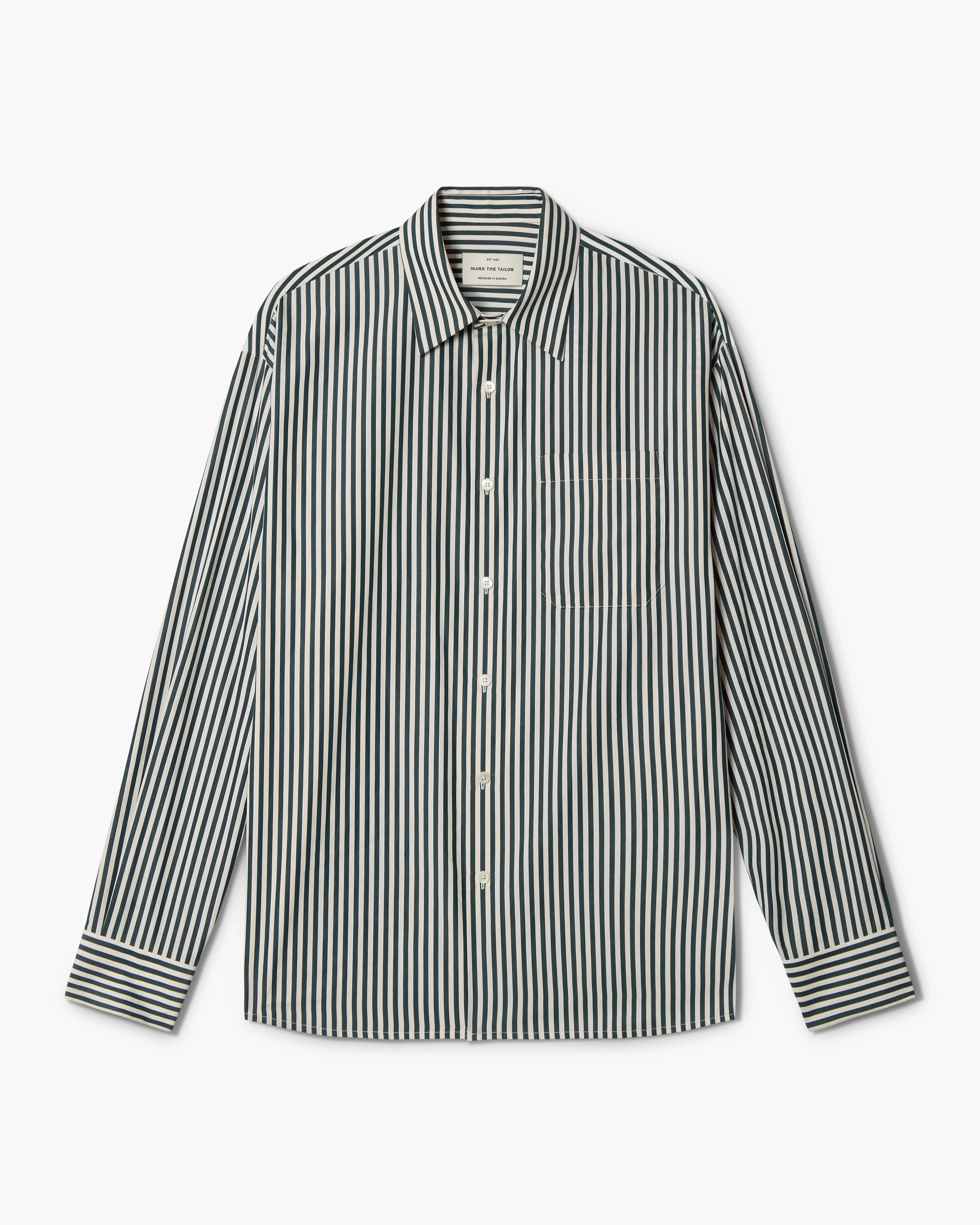 Statler Shirt in Heritage Green Stripe